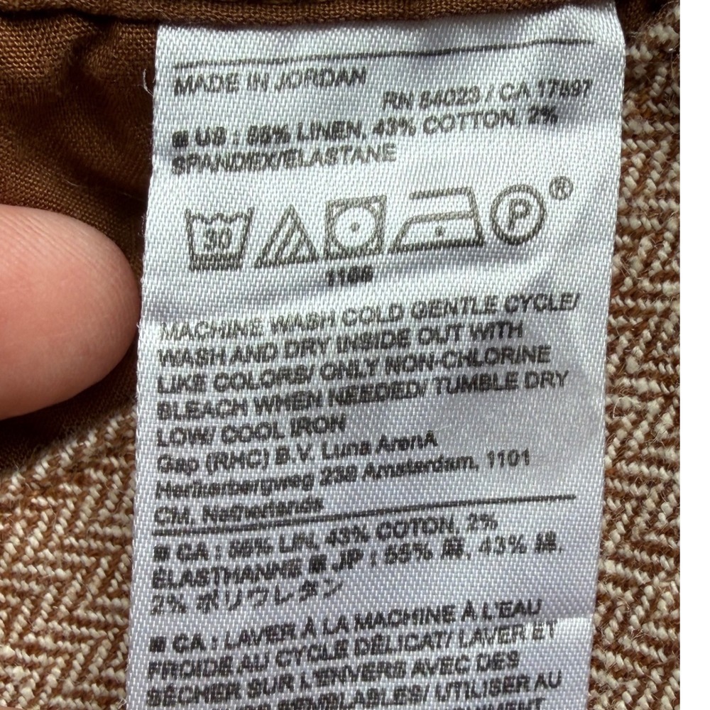 Banana Republic Herringbone Linen Blend Pants Womens 14 Brown Pleated Quiet Lux - Picture 7 of 13